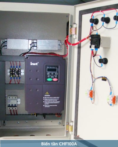 Công ty Tự động hóa Hoàng Gia HGA cung cấp tủ điện biến tần CHF100A điều khiển hệ thống máy cắt sang cuộn giấy - Ngành Giấy