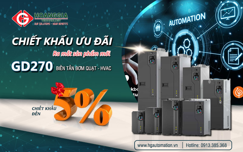 HGA chiết khấu trực tiếp 5% giá trị đơn hàng biến tần INVT GD270 