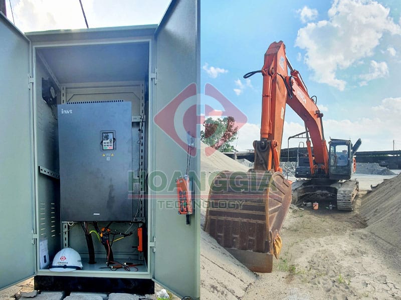 Lắp đặt biến tần cho động cơ điện máy xúc thay thế động cơ diesel 