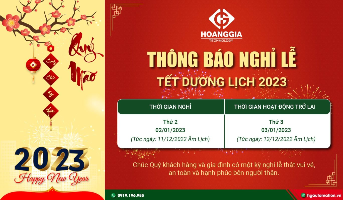 Hoàng Gia Automation thông báo lịch nghỉ Tết dương lịch 2023 