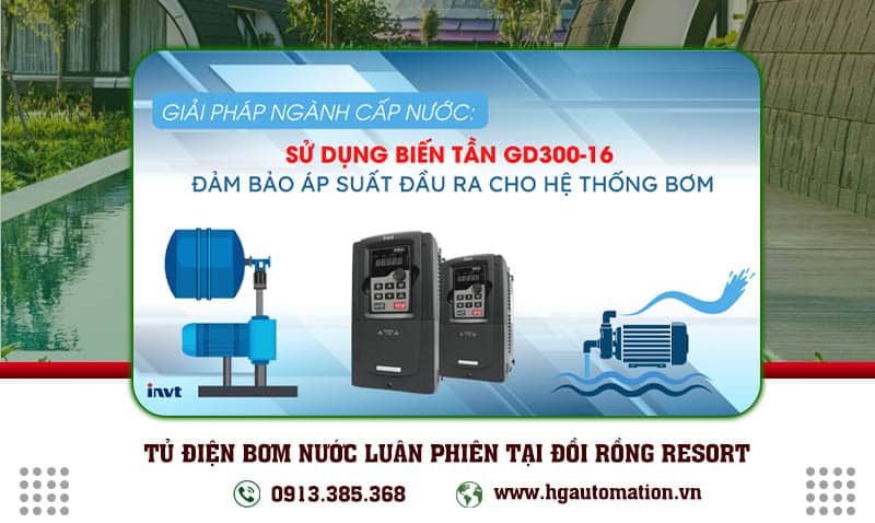 Tủ điện biến tần GD300-16 điều khiển luân phiên 4 bơm tại Đầu Rồng Resort Quảng Ninh 