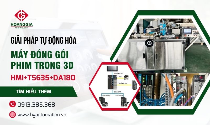 Giải pháp cho Máy Đóng Gói Phim Trong 3D với PLC TS635 kết hợp Servo DA180 